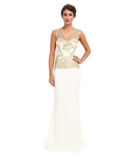Badgley Mischka Gold Lace Gown Ivory Gold