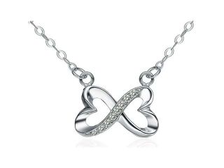 Chaomingzhen  925 Sterling Silver Cubic Zirconia Heart Shaped Forever Infinity Love Pendant Necklace for Women   Chain 18"