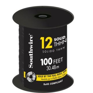 Southwire 100 ft. 12 Black Solid THHN Wire 11587338