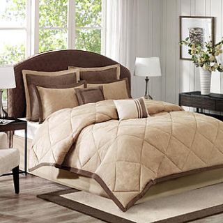 Cannon 7 Piece Microsuede Chocolate/Tan Comforter Set   Home   Bed