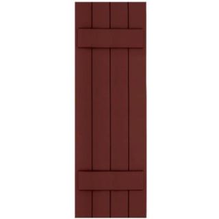 Winworks Wood Composite 15 in. x 47 in. Board & Batten Shutters Pair #650 Board & Batten Red 71547650