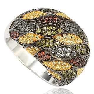 Suzy Levian Sterling Silver Cubic Zirconia Multi Color Pave Dome Ring