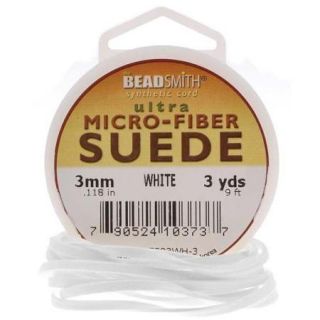 Beadsmith White Faux Leather Suede Beading Cord 9Ft (3 Yd) Spool
