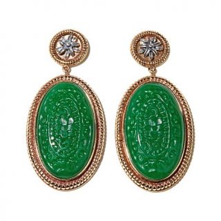 Statements by Amy Kahn Russell Green Quartzite 2 Tone Bronze Earrings   7789614