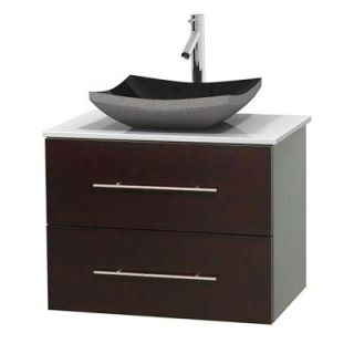 Wyndham Collection Centra 30 in. Vanity in Espresso with Solid Surface Vanity Top in White and Black Granite Sink WCVW00930SESWSGS1MXX