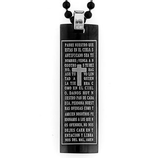 Black Stainless Steel Spanish Lords Prayer Necklace