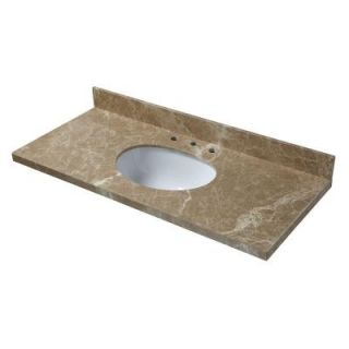 Pegasus 49 in. W Marble Single Basin Vanity Top in Light Emperador with White Basin 49922