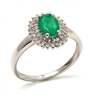 Colleen Lopez 0.83ct Emerald and White Topaz Oval Sterling Silver Cocktail Ring   8077315