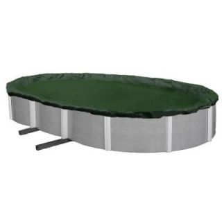 Blue Wave 12 Year 15 ft. x 30 ft. Oval Forest Green Above Ground Winter Pool Cover BWC820