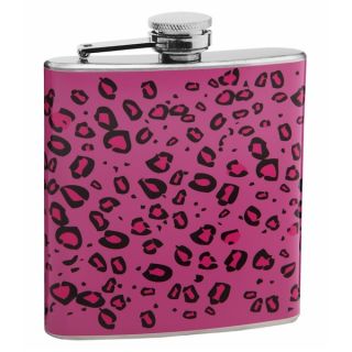 Top Shelf Pink on Pink Leopard Print 6 ounce Hip Flask   17336649