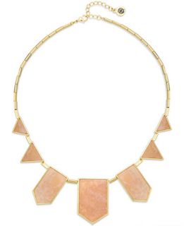 House of Harlow Gold Tone Rose Quartz Station Necklace   Jewelry