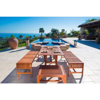 Malibu Eco friendly 5 piece Wood Outdoor Dining Set with Backless