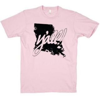 Light Pink Yall (Louisiana) Crewneck Funny Graphic T Shirt (Size Large) NEW