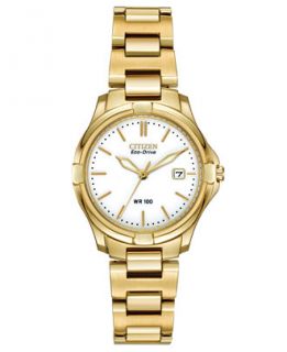 Citizen Womens Eco Drive Silhouette Gold Tone Stainless Steel