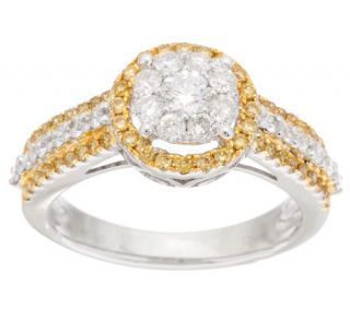 White & Yellow Halo Diamond Ring, 14K Gold 1.00 cttw, by Affinity —