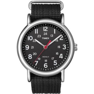 Timex Mens T2N6479J Weekender Black Slip thru Nylon Strap Watch