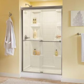 Delta Panache 47 3/8 in. x 70 in. Bypass Sliding Shower Door in Brushed Nickel with Semi Framed Clear Glass 158815