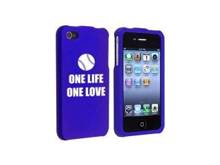 Apple iPhone 4 4S Blue Rubber Hard Case Snap on 2 piece One Life One Love Baseball Softball