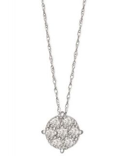 Diamond Round Cluster Pendant Necklace in 14k White Gold (1/5 ct. t.w