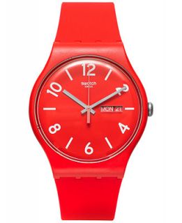 Swatch Unisex Swiss Backup Red Light Rose and Red Layered Silicone