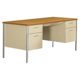 HON 34000 Series Double Pedestal Desk   60w x 30d x 29 1/2h   Harvest