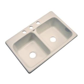 Thermocast Newport Drop in Acrylic 33x22x9 in. 3 Hole Double Bowl Kitchen Sink in Candle Lyte 40305