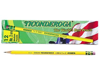Dixon 13885 Ticonderoga Woodcase Pencil, F #2.5, Yellow Barrel, Dozen