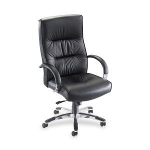 LORELL Exec. Hi Back Chair,25 1/2x28x42 1/2 to 45 1/4,BK Lthr