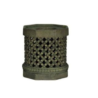 MPG 8 in. H Cast Stone Nepal Candle Holder in Aged Granite Finish PF5859AG