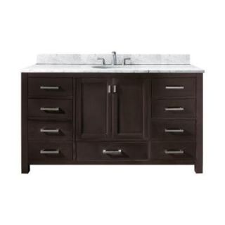 Avanity Modero 61 in. W x 22 in. D x 35 in. H Vanity in Espresso with Marble Vanity Top in Carrera White and White Basins MODERO VS60 ES A C