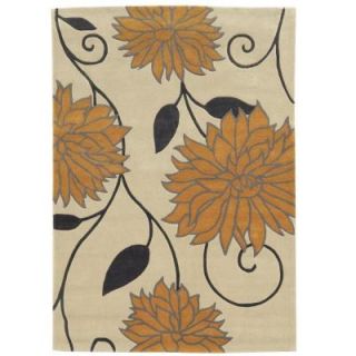Linon Home Decor Trio Collection Ivory and Marigold 8 ft. x 10 ft. Indoor Area Rug RUG TAF0781