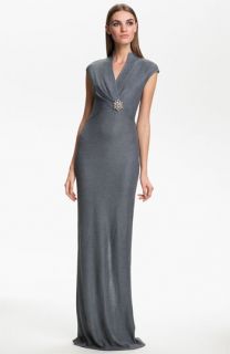 St. John Collection Shimmer Twill Wrap Gown