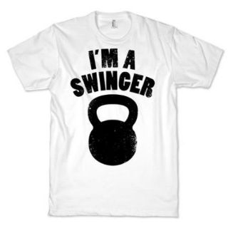 White Im A Swinger Crewneck Funny Graphic Novelty T Shirt (Size XL) NEW Unique