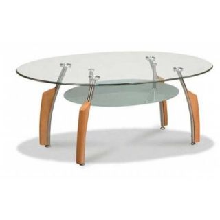 Global 138C Glass Top Coffee Table   Cherry and Chrome