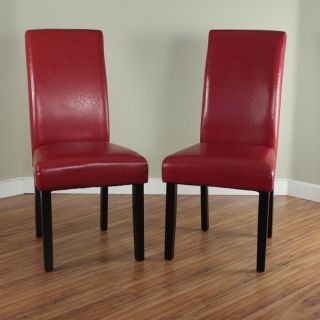 Villa Faux Leather Red Dining Chairs (Set of 2)   13731524  