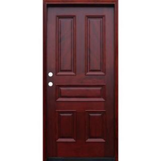 Pacific Entries 36 in. x 80 in. Traditional 5 Panel Stained Mahogany Wood Prehung Front Door with 6 in. Wall Series M65R6