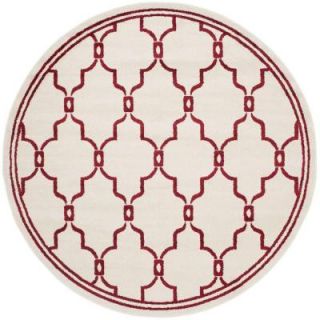 Safavieh Amherst Ivory/Red 7 ft. x 7 ft. Round Indoor/Outdoor Area Rug AMT414H 7R