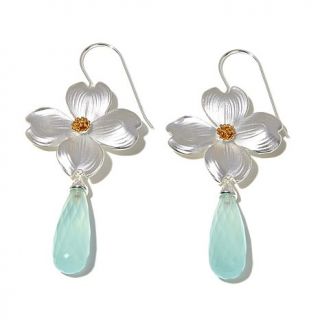 Rebecca Hook Gemstone 2 Tone "Dogwood" Sterling Silver Drop Earrings   7926344