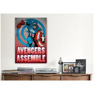 iCanvas Marvel Comic Book Captain America Tagline Avengers Assemble