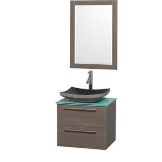 Wyndham Collection Amare 24 inch Single Bathroom Vanity in Espresso with White Man Made Stone Top with Carrera Marble Sink, and 24 inch Mirror