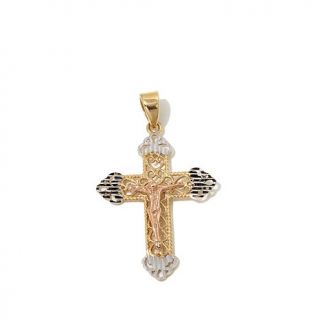 Michael Anthony Jewelry® Tri Tone 10K Gold Diamond Cut Crucifix Pendant   8002912