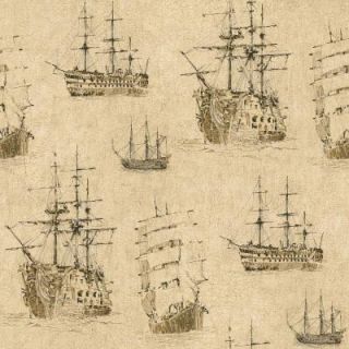 The Wallpaper Company 56 sq. ft. Beige Nautical Ships Wallpaper DISCONTINUED WC1281771