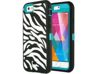 ULAK 4.7 Inches Zebra Skin Soft High Impact Case for iPhone 6   Zebra/Aqua Blue