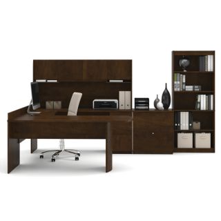 Bestar Executive U shaped Workstation with Lateral File and Bookcase
