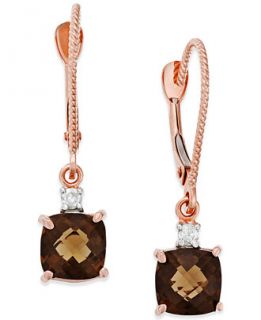 Smoky Quartz (1 3/4 ct. t.w.) and Diamond Accent Leverback Earrings in