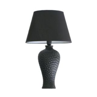 Simple Designs 19.5 in. Black Textured Stucco Curvy Ceramic Table Lamp LT2004 BLK