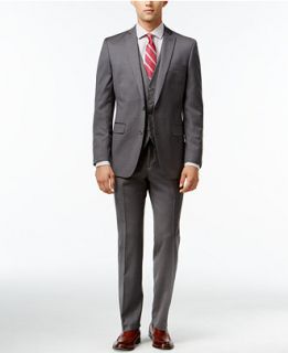 Bar III Mid Grey Pindot Slim Fit Suit Separates   Suits & Suit
