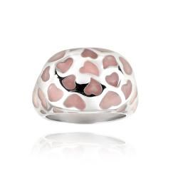 Glitzy Rocks Womens Bold Stainless Steel Pink Enamel Heart Ring (23mm