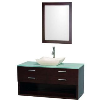 Wyndham Collection Andrea 48 in. Vanity in Espresso with Glass Vanity Top in Aqua and Sink DISCONTINUED WCS100148ESGRGS2