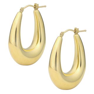 Oro Forte 14k Gold 1.25 inch Graduated Oval Hoop Earrings